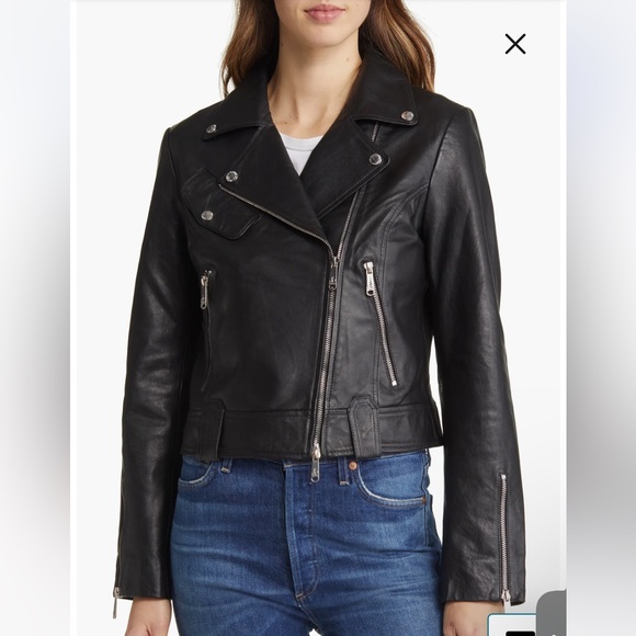 Sam Edelman Women's Leather Motorcycle Jacket with silver Zipper Size Small NWOT - Picture 2 of 9